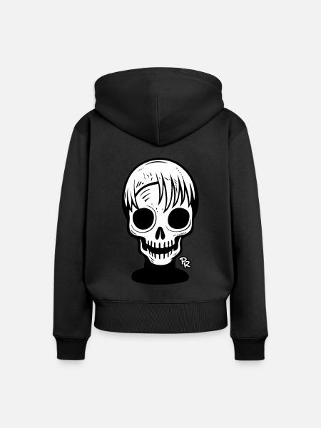 Unheimliches Totenkopf Mädchen - Frauen Premium Bio Zip Hoodie - Schwarz