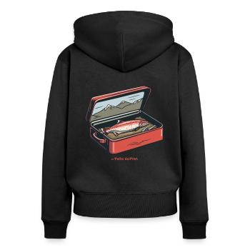 Eine seltene Angeltrophäe, Fischen und Angeln - Frauen Premium Bio Zip Hoodie - Schwarz - Hinten - Julia (174cm)