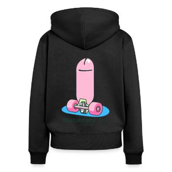 Zeitgenössische moderne Skateboard-Kunst - Frauen Premium Bio Zip Hoodie - Schwarz - Hinten - Julia (174cm)