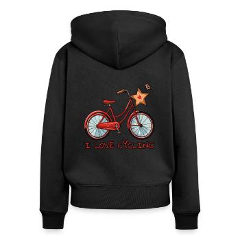 J’adore faire du vélo - Sweat à capuche zippé Premium bio Femme - noir - Dos - Julia (174cm)