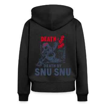 Mort par Snu Snu, femme de fitness musculaire - Sweat à capuche zippé Premium bio Femme - noir - Dos - Julia (174cm)