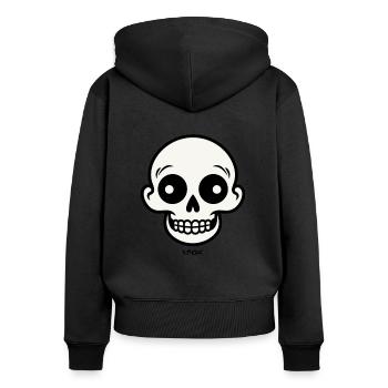 Einfacher Retro-Cartoon-Totenkopf - Frauen Premium Bio Zip Hoodie - Schwarz - Hinten - Julia (174cm)