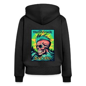 Berg Punk ist nicht tot: Totenkopf, Zombie-Punk - Frauen Premium Bio Zip Hoodie - Schwarz - Hinten - Julia (174cm)