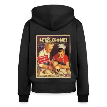 Vintage cloning: the fake magazine for children - Women's Premium Organic Zip Hoodie - black - Back - Julia (174cm)