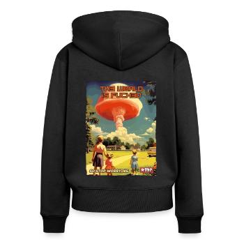 Hör auf, dir Sorgen zu machen. Idyllische Familie - Frauen Premium Bio Zip Hoodie - Schwarz - Hinten - Julia (174cm)