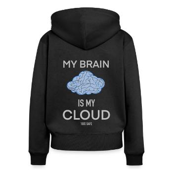 Netzwerk - Cloud - Frauen Premium Bio Zip Hoodie - Schwarz - Hinten - Julia (174cm)
