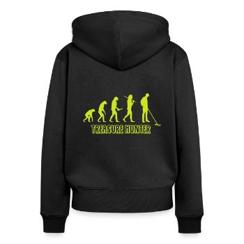 Sondengänger Evolution - Frauen Premium Bio Zip Hoodie - Schwarz - Hinten - Julia (174cm)