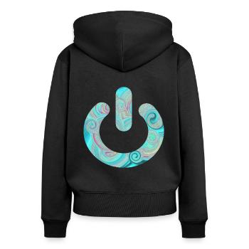 Offline - Frauen Premium Bio Zip Hoodie - Schwarz - Hinten - Julia (174cm)