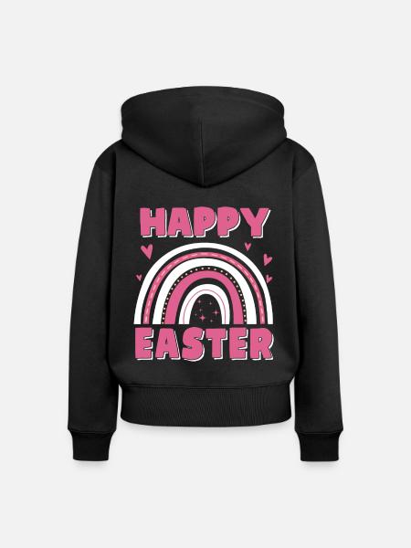 Cute Happy Easter Rainbow - Frauen Premium Bio Zip Hoodie - Schwarz