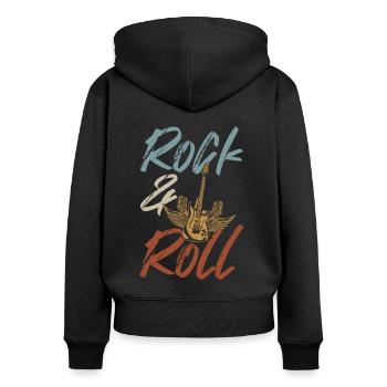 Guitariste musicien de rock and roll rétro - Sweat à capuche zippé Premium bio Femme - noir - Dos - Julia (174cm)