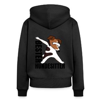 Bester Hundesitter - Frauen Premium Bio Zip Hoodie - Schwarz - Hinten - Julia (174cm)