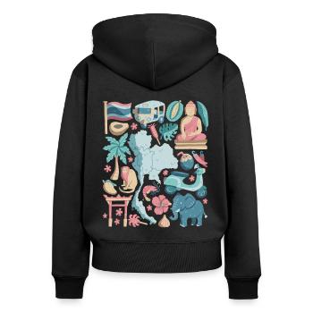 Thaïlande - Sweat à capuche zippé Premium bio Femme - noir - Dos - Julia (174cm)