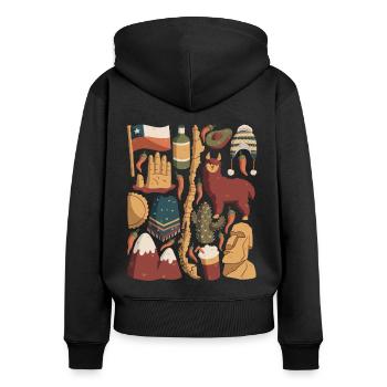 Chile - Frauen Premium Bio Zip Hoodie - Schwarz - Hinten - Julia (174cm)