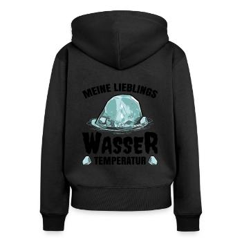 Eisbaden im Eiswasser - Frauen Premium Bio Zip Hoodie - Schwarz - Hinten - Julia (174cm)