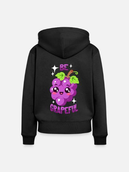 Dankbare Traube, Dankbarkeit, Weintraube - Frauen Premium Bio Zip Hoodie - Schwarz