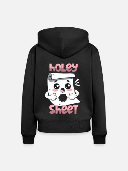 Holey Sheet - Frauen Premium Bio Zip Hoodie - Schwarz