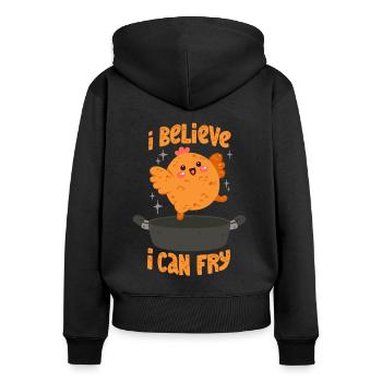 Poulet rôti - Sweat à capuche zippé Premium bio Femme - noir - Dos - Julia (174cm)