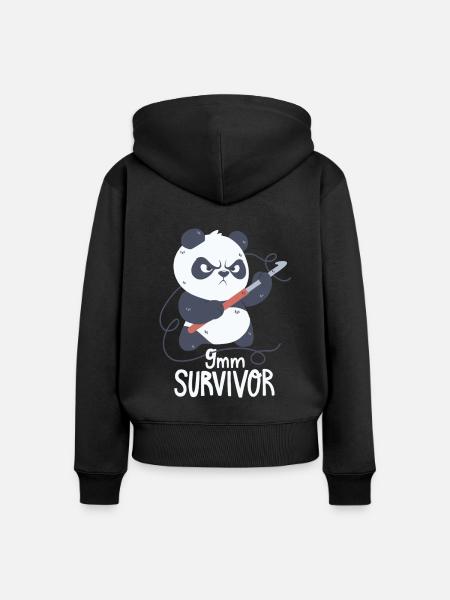 Häkelnder Panda - Frauen Premium Bio Zip Hoodie - Schwarz