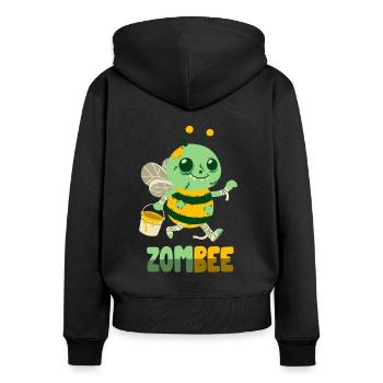 Abeille zombie : Zombee - Sweat à capuche zippé Premium bio Femme - noir - Dos - Julia (174cm)
