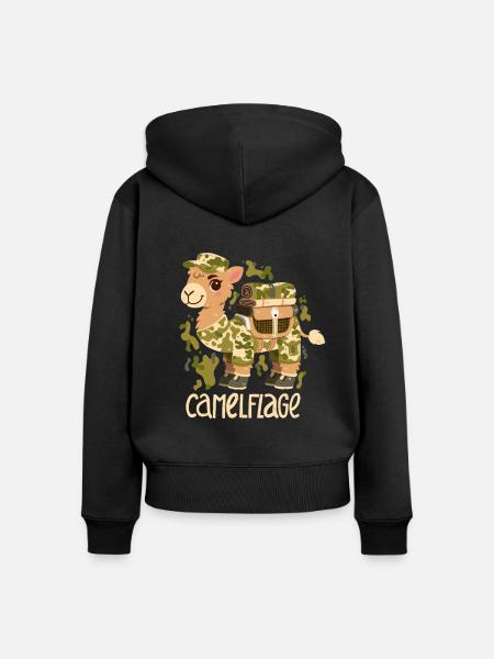 Camelflage - Frauen Premium Bio Zip Hoodie - Schwarz