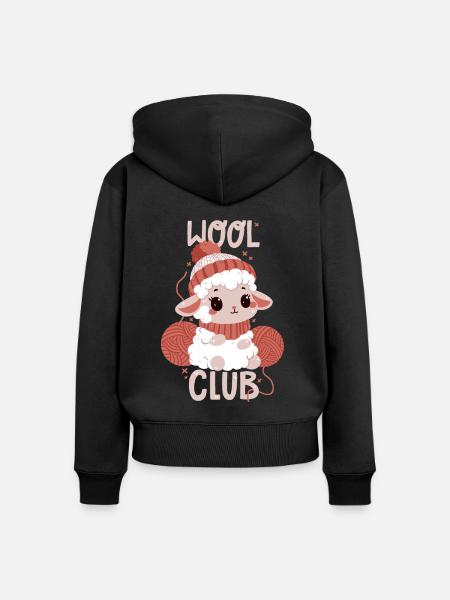 Wolle-Club - Frauen Premium Bio Zip Hoodie - Schwarz