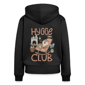 Hygge Club - Sweat à capuche zippé Premium bio Femme - noir - Dos - Julia (174cm)