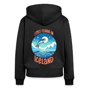 Fishing in Iceland - Women's Premium Organic Zip Hoodie - black - Back - Julia (174cm)