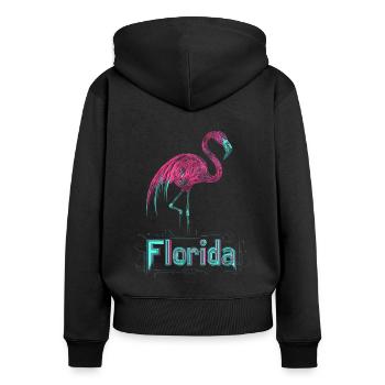 Florida Flamingo neon - Frauen Premium Bio Zip Hoodie - Schwarz - Hinten - Julia (174cm)