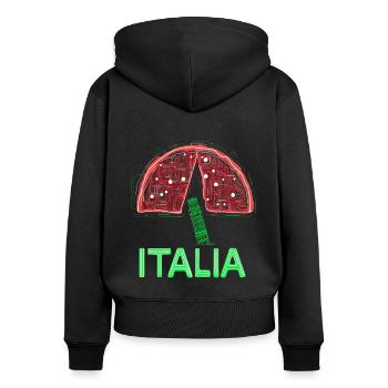 Italia Pizza Pise - Sweat à capuche zippé Premium bio Femme - noir - Dos - Julia (174cm)
