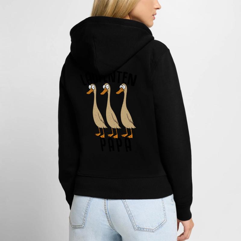 Canards Papa Élevage de canards Canards Élevage de canards Sweat à capuche zippé Premium bio Femme