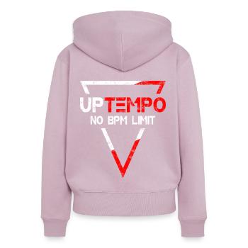 Uptempo - Rave - Hardstyle - Gabber - Cadeau - Sweat à capuche zippé Premium bio Femme - rose poudré - Dos - Julia (174cm)