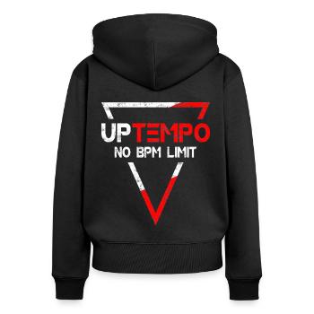 Uptempo - Rave - Hardstyle - Gabber - Cadeau - Sweat à capuche zippé Premium bio Femme - noir - Dos - Julia (174cm)
