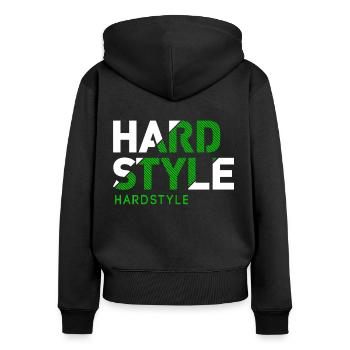 Hardstyle - Rawstyle - Hardstyler Geschenk merch - Frauen Premium Bio Zip Hoodie - Schwarz - Hinten - Julia (174cm)