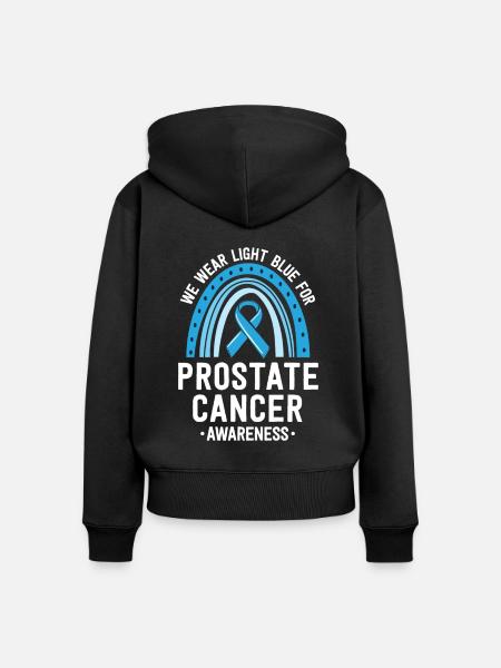 Wir tragen hellblaues Prostatakrebsbewusstsein - Frauen Premium Bio Zip Hoodie - Schwarz