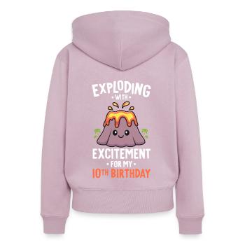 Vulkan Geburtstagsfeier 10. Geburtstag 10 Jahre alt - Frauen Premium Bio Zip Hoodie - Altrosa - Hinten - Julia (174cm)
