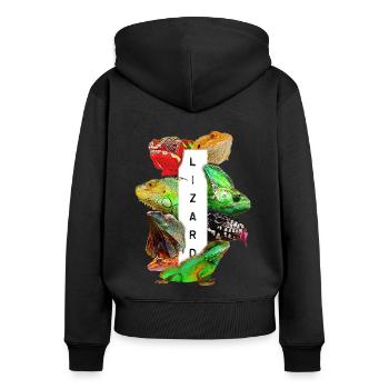 Reptilienhalter Eidechsenbesitzer - Frauen Premium Bio Zip Hoodie - Schwarz - Hinten - Julia (174cm)