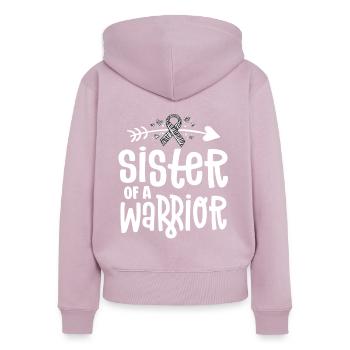 Schwester eines Krieger-Zebras für seltene Krankheiten - Frauen Premium Bio Zip Hoodie - Altrosa - Hinten - Julia (174cm)
