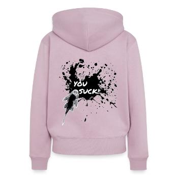 Vous sucez Pleco Keeper Sucker Fish Design - Sweat à capuche zippé Premium bio Femme - rose poudré - Dos - Julia (174cm)