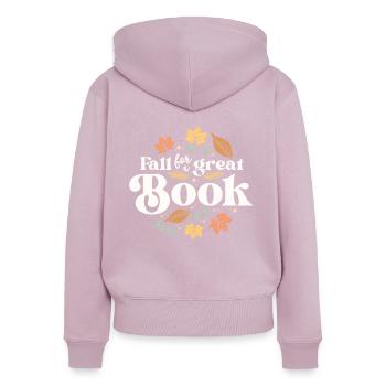 Fall For A Great Book Reading Librarian Autumn - Women's Premium Organic Zip Hoodie - dusky pink - Back - Julia (174cm)