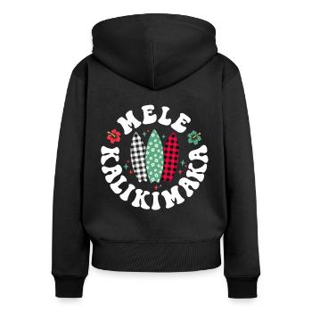 Mele Kalikimaka Weihnachten auf Hawaii Hawaiianisch - Frauen Premium Bio Zip Hoodie - Schwarz - Hinten - Julia (174cm)