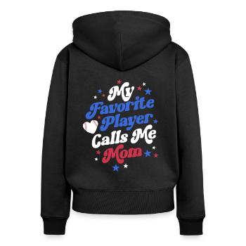 Baseball Mama Mutter Retro Mein Lieblingsspieler - Frauen Premium Bio Zip Hoodie - Schwarz - Hinten - Julia (174cm)