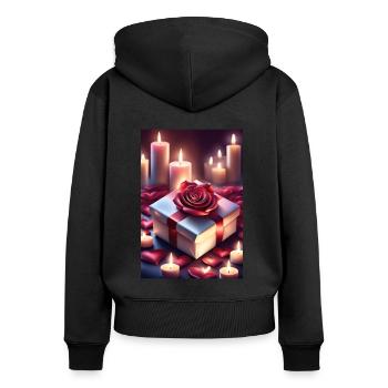 Schönes Geschenk - Frauen Premium Bio Zip Hoodie - Schwarz - Hinten - Julia (174cm)
