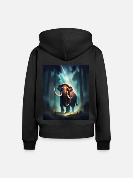 Mammut im Wald - Frauen Premium Bio Zip Hoodie - Schwarz