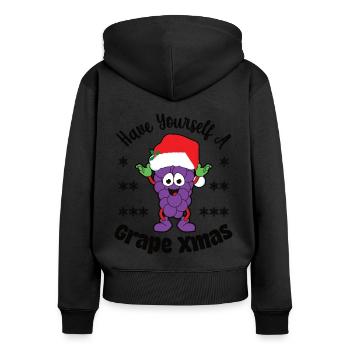 Have yourself a Grape Xmas - Frauen Premium Bio Zip Hoodie - Schwarz - Hinten - Julia (174cm)