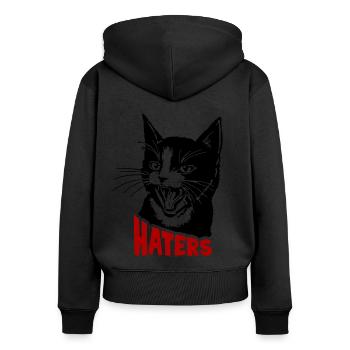Cat and hater - Women's Premium Organic Zip Hoodie - black - Back - Julia (174cm)