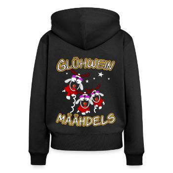 Glühweinmädels - Frauen Premium Bio Zip Hoodie - Schwarz - Hinten - Julia (174cm)