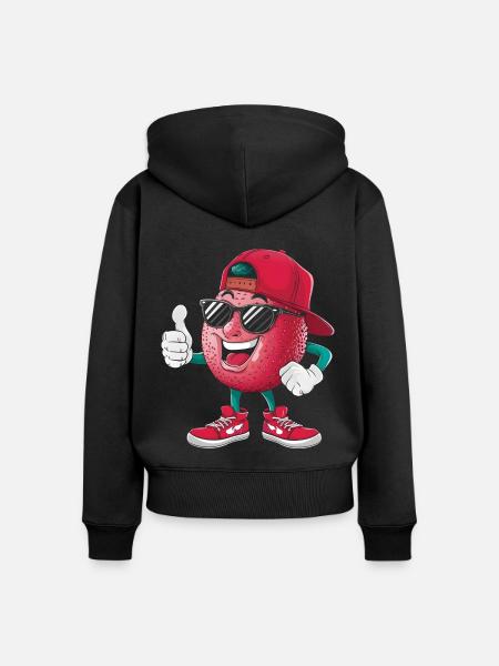 Litschi - Frauen Premium Bio Zip Hoodie - Schwarz