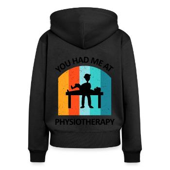 Physiotherapist Humorous Gift Saying Funny - Women's Premium Organic Zip Hoodie - black - Back - Julia (174cm)