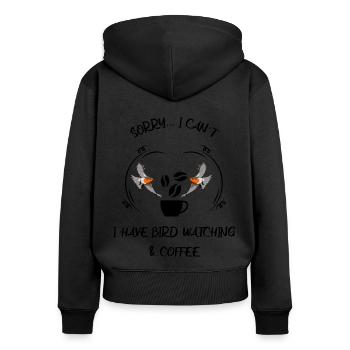 Bird Watching Bird Watching Birding Coffee - Women's Premium Organic Zip Hoodie - black - Back - Julia (174cm)
