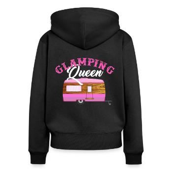 Glamping Queen - Camping Holiday Queen Princess - Women's Premium Organic Zip Hoodie - black - Back - Julia (174cm)